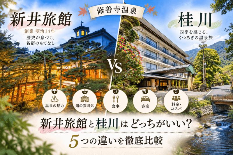 Shuzenji Onsen Arai Ryokan vs. Katsuragawa | Comparison of 5 Key Differences